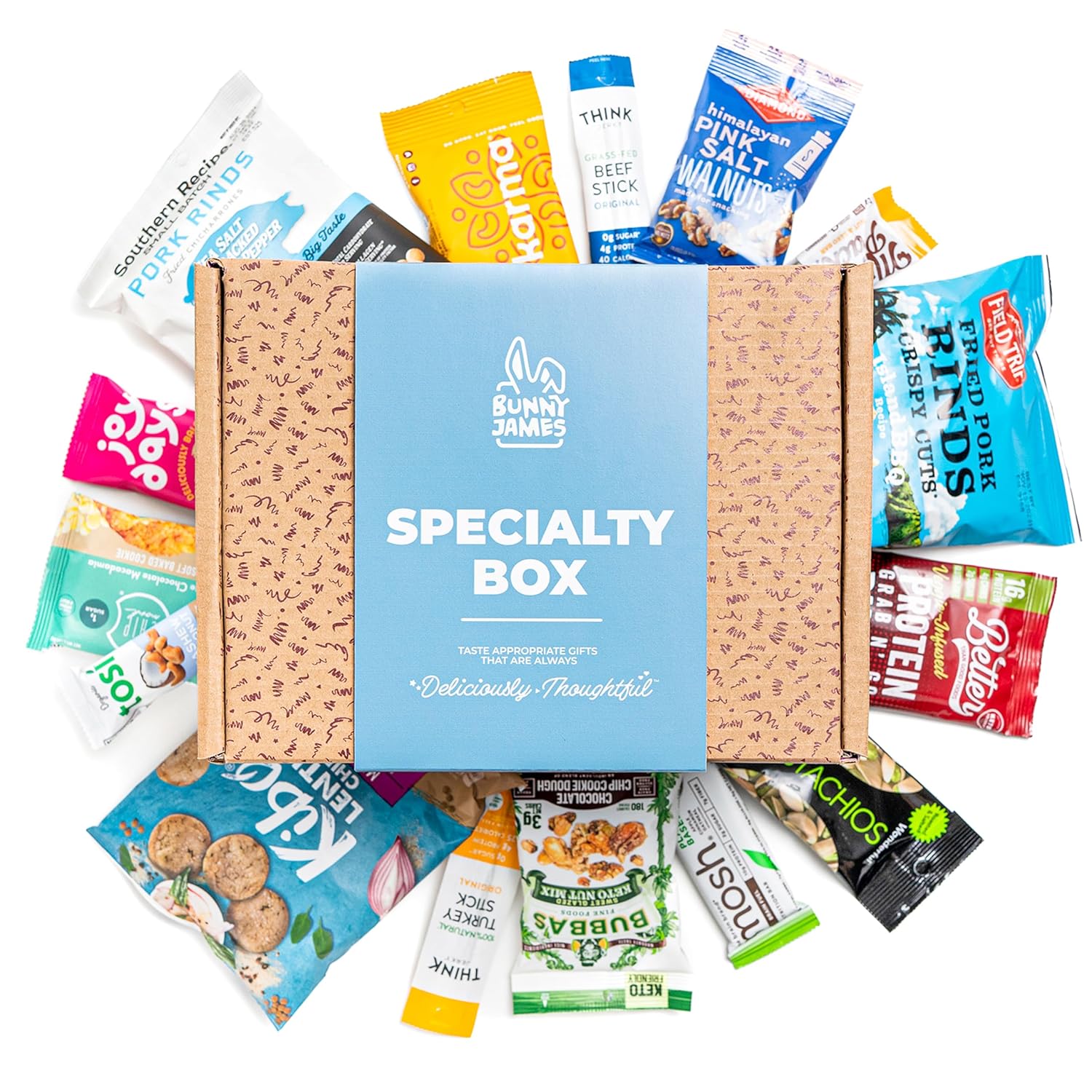 Diabetic Snack Gift Basket - Ideal Gift - Healthy Low Sugar Chips, Candy, Jerky & Nuts for Adults