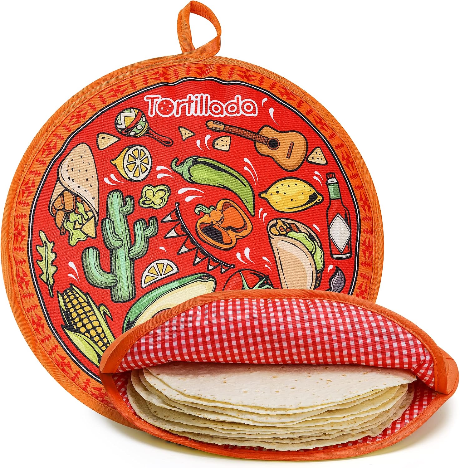 Tortillada - Tortilla Warmer 30 cm for Microwave – Cotton/Polyester Tortilla Warmer Holder for Tortillas, Tacos, Roti & Chapati – Tortilla Warmer for Kitchen Serving – Red