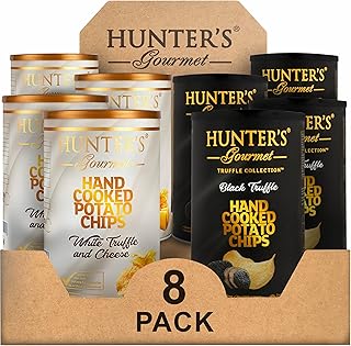 Hunter's Gourmet Chips Truffle Collection | Hand-Cut | Made in a Nut-Free Facility | Cholesterol-Free | No Artificial Colors | Vegetarian Truffle Lover | Premium Treat Pack of 8