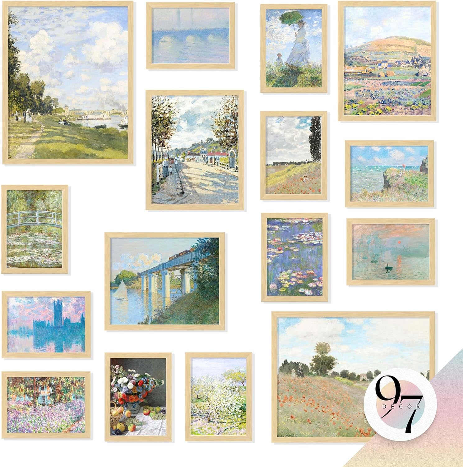 97 Decor Large 11x14 Claude Monet Wall Art - Claude Monet Prints For Wall Decor, Vintage Monet Poster For Room Aesthetic, Floral Impressionist Wall Art, Eclectic Famous Art Prints For Home (Unframed)