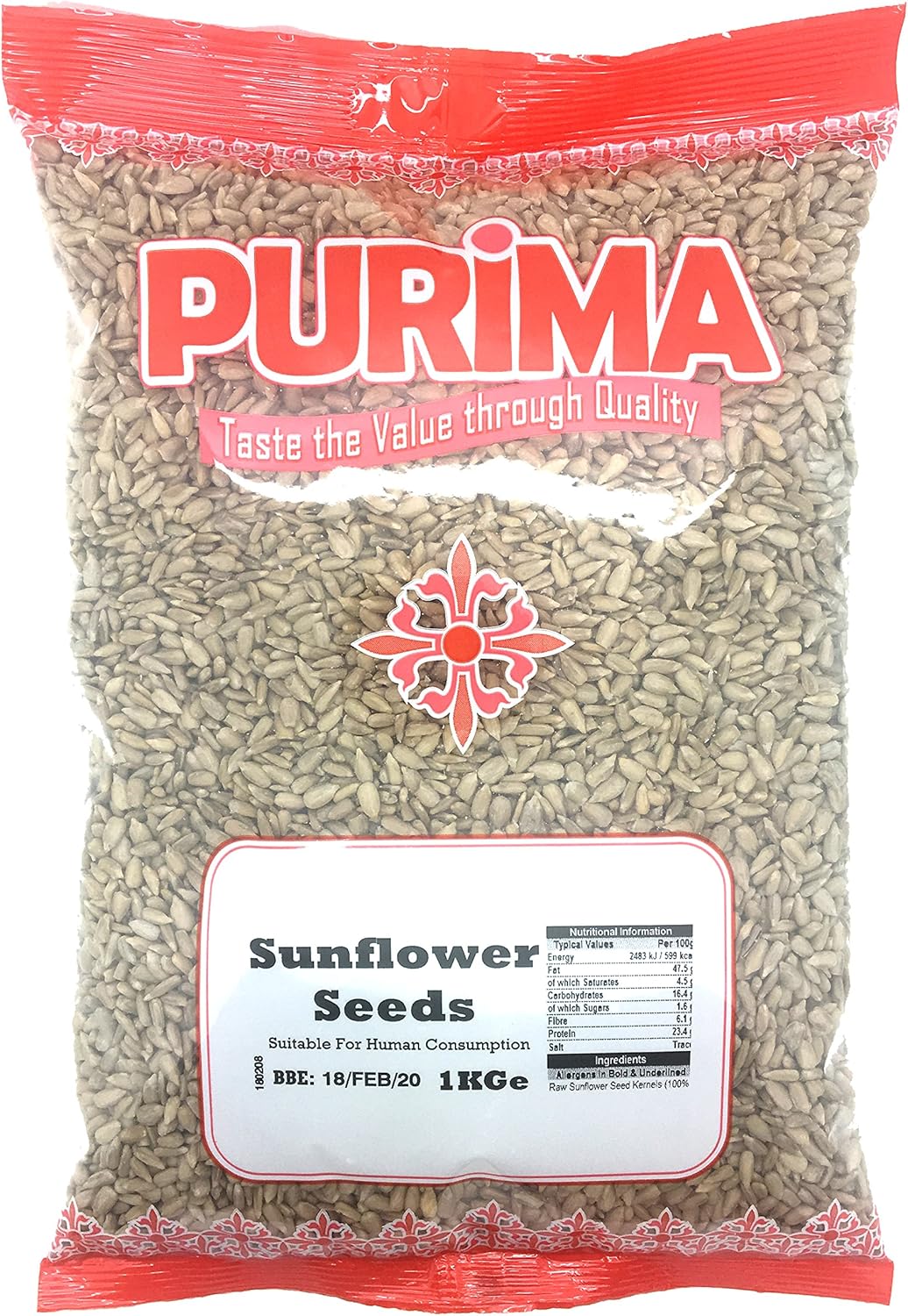 Sunflower Seeds 1kg - Ready To Eat - 100% Fresh Natural Whole Shelled Sun Flower Hearts Kernels 1 kg Bag - Quality Edible Seed - for Human Consumption – Unsalted Unroasted – Non GMO & Vegan PURIMA
