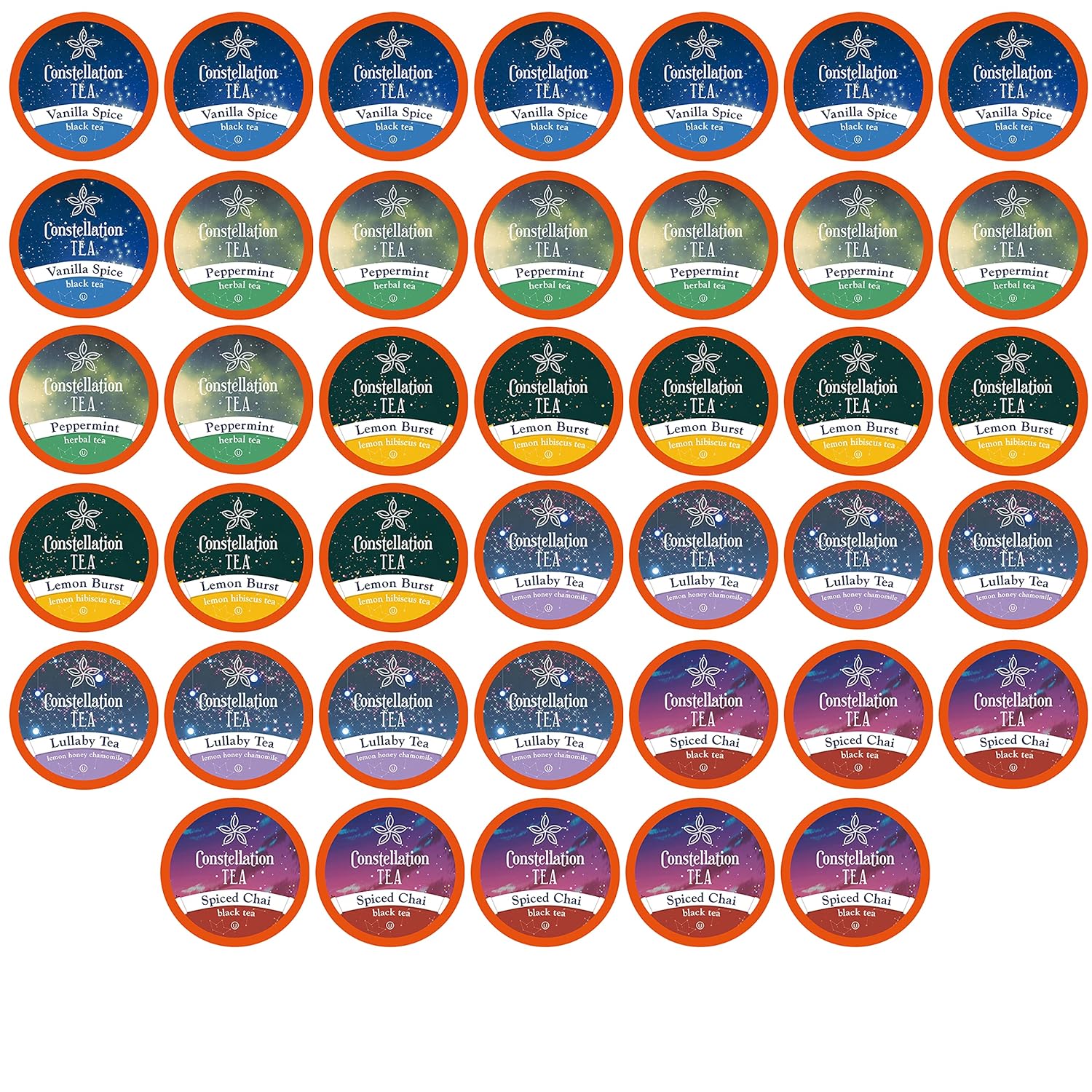Constellation Tea Assorted Variety Pack Sampler Tea Pods Compatible with K Cup Brewers Including 2.0, 40 Count