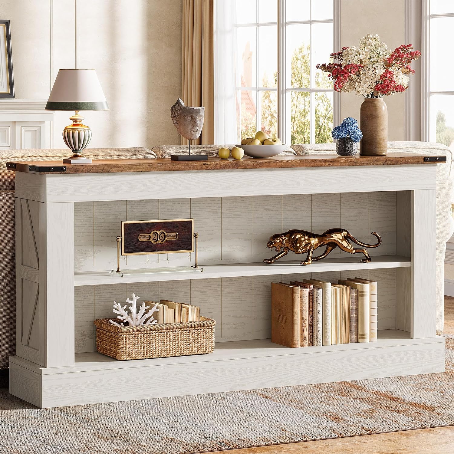 Tribesigns 63" Console Table, 3-Tier Entryway Table with Storage Shelves