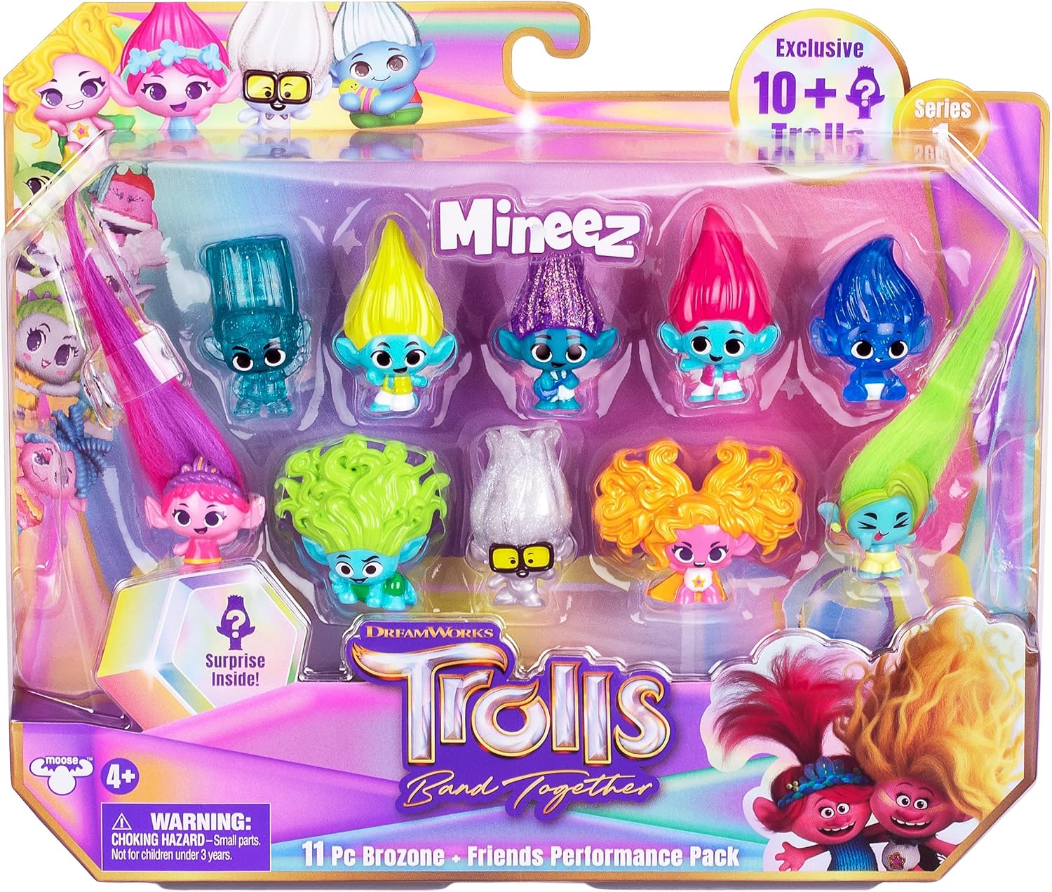 DREAMWORKS TROLLS Band Together Mineez 11pc Brozone + Friends Performance Pack - 11 Mineez 1.5 Inch Collectible Figures and 1 Accessory