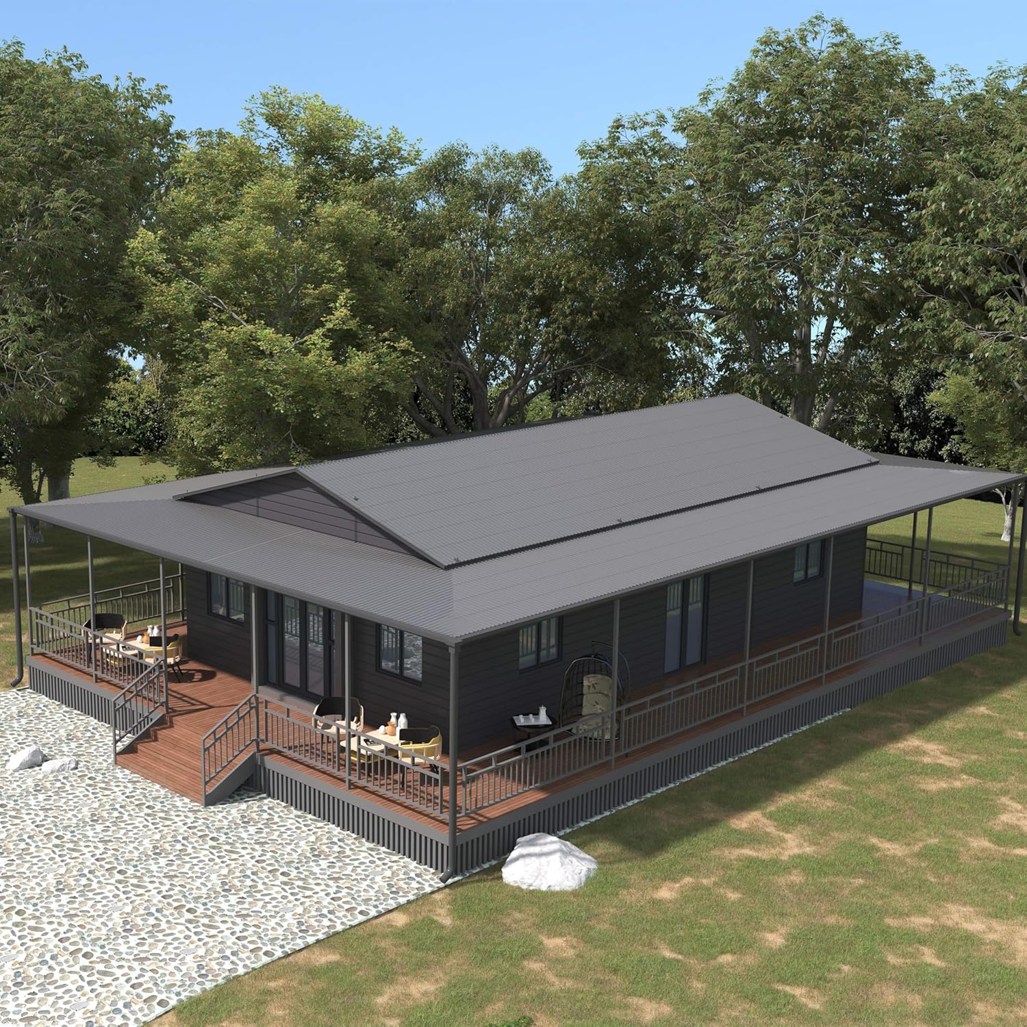 40ft Prefab Tiny Home for Sale, Custom Prefab Folding House with 3 Bedroom, Full Kitchen & Bathroom, Flat-Pack Container House Quick Build Kit for Adults Living