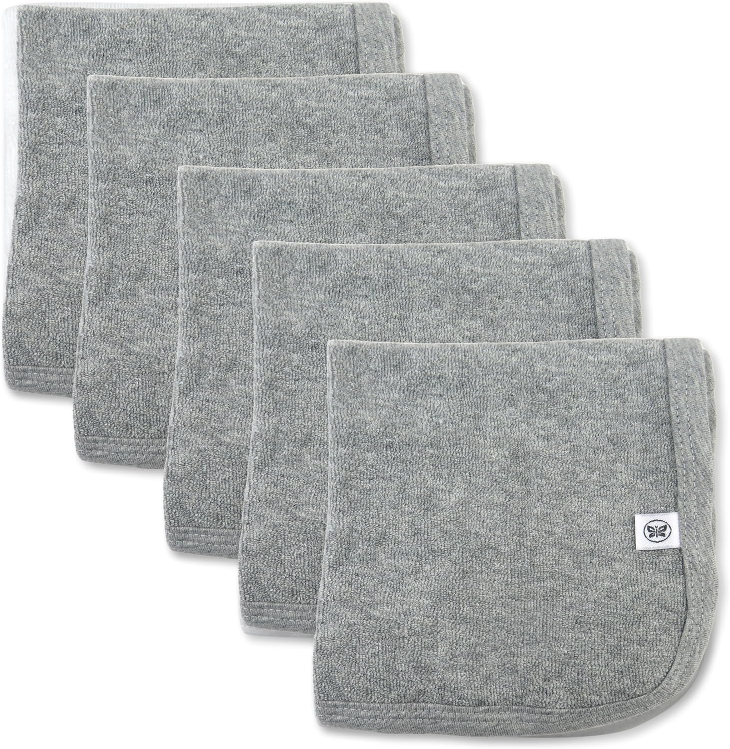 HonestBaby Unisex Baby Organic Cotton Washcloth Multi-Pack Winter Accessory Set, 5-Pack Heather Gray, One Size