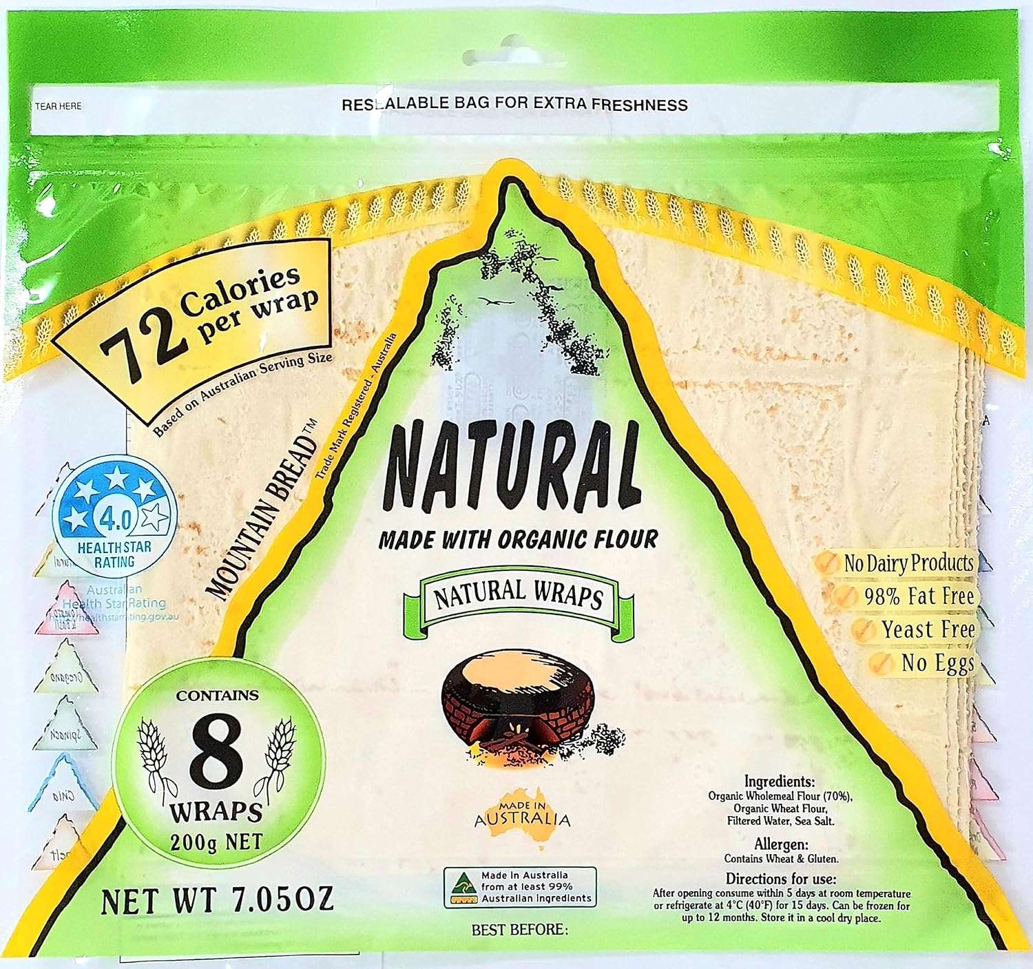 Mountain Bread, Wholegrain Blend Sandwich Wraps (15 Pack - Case)