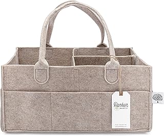 Parker Baby Diaper Caddy - Nursery Storage Bin and Car Organizer for Diapers and Baby Wipes - Oatmeal, Large