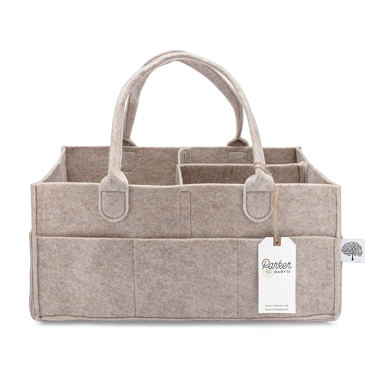 Parker Baby Diaper Caddy - Nursery Storage Bin and Car Organizer for Diapers and Baby Wipes - Oatmeal, Large