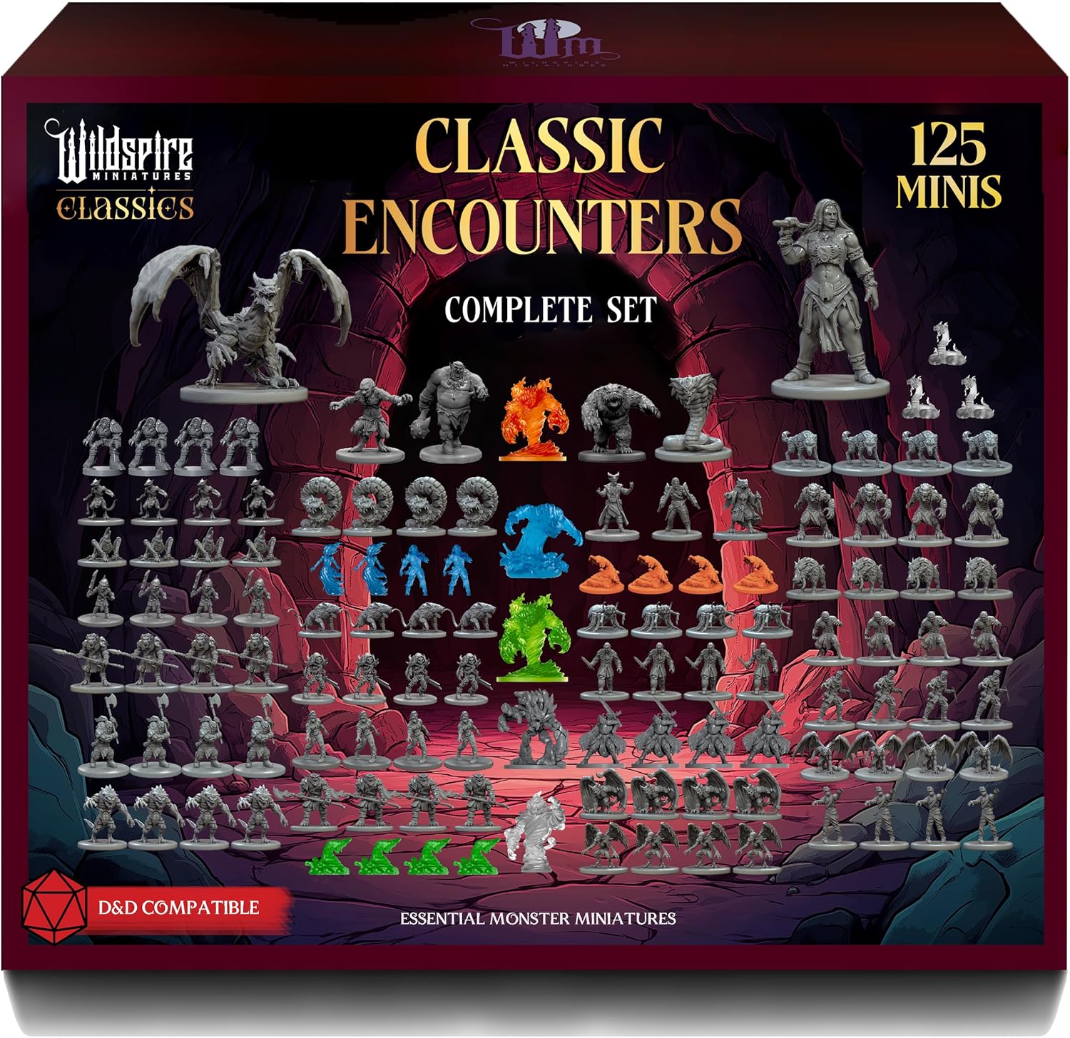 Wildspire Complete Classic Creatures Set - Set 1 + Set 2 - Paintable Essential DND Monster Miniatures Bulk - 120 Miniatures for D&D 28mm Scale Minatures Dungeons and Dragons Minis D&D Minature Figures
