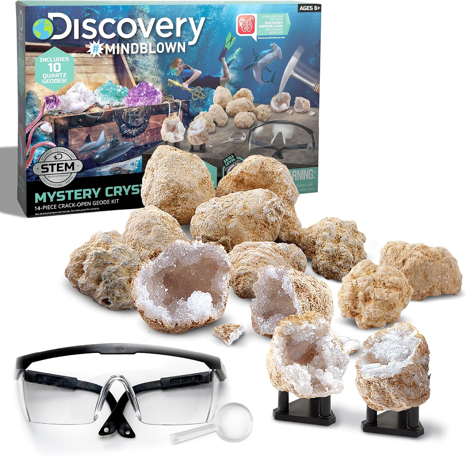 Discovery Kids Toy Mystery Crystals Geode Excavation Kit 14pc