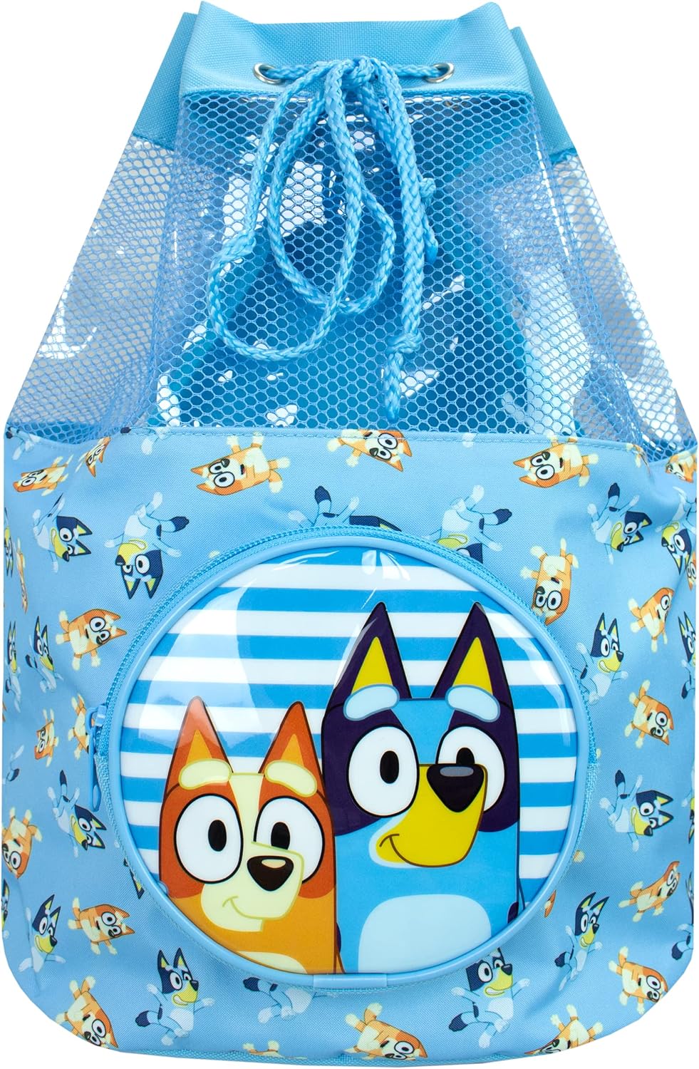 Bluey Swimming Bag Kids Beach Pool Swim Drawstring Backpack for Boys Or Girls Blue