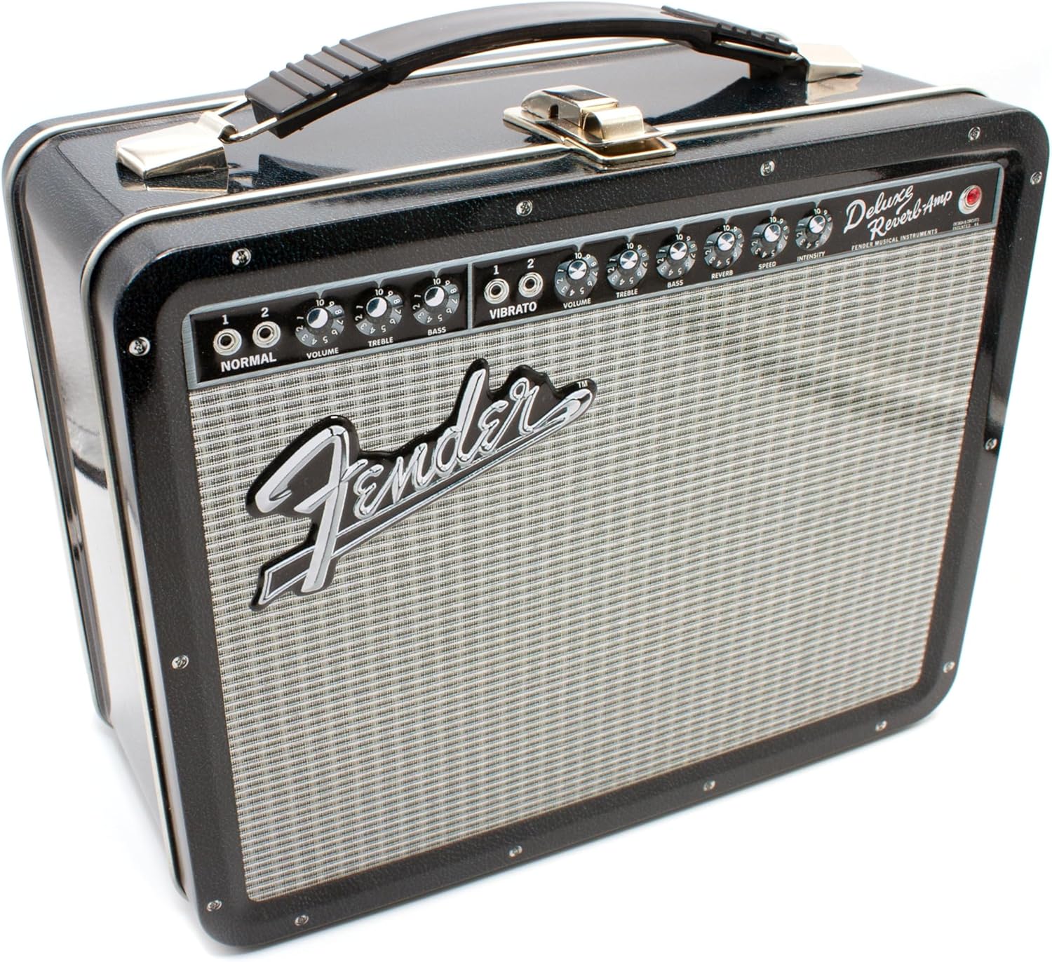 AQUARIUS Fender Amp Large Fun Box - Sturdy Tin Storage Box with Plastic Handle & Embossed Front Cover - Officially Licensed Fender Merchandise & Collectible Gift