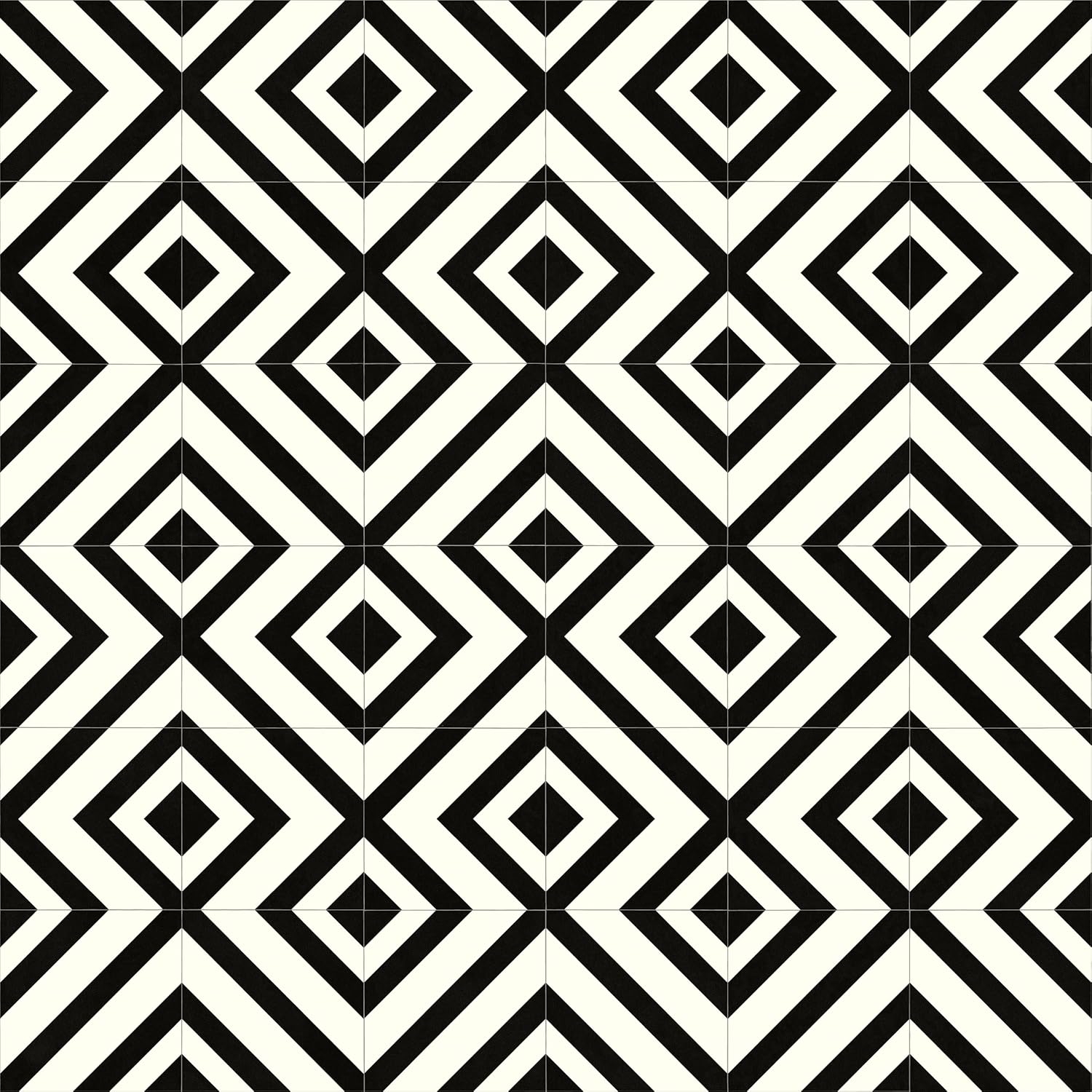 Geometric Black and White Cushioned Vinyl Flooring Sheet Lino Tile Effect Anti Slip Bathroom Kitchen Flooring 2m & 3m Width (Cairo, 2m x 2m)