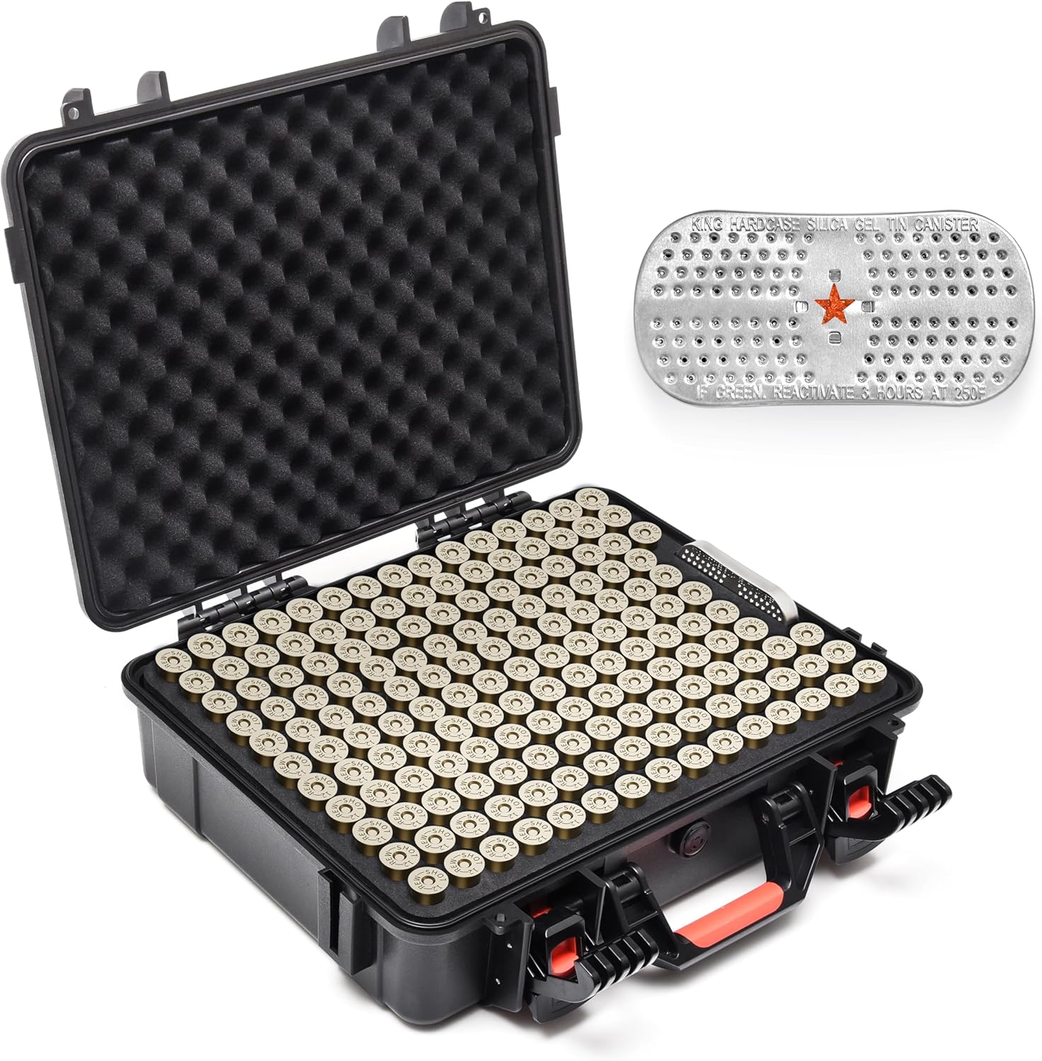 150 Rounds Shotgun Shells Case with Desiccant - Travel Safe/Mil Spec/Waterproof Ammo Storage Case - for 12GA 20GA 16GA 10GA 8GA Gauge Shotgun Shells