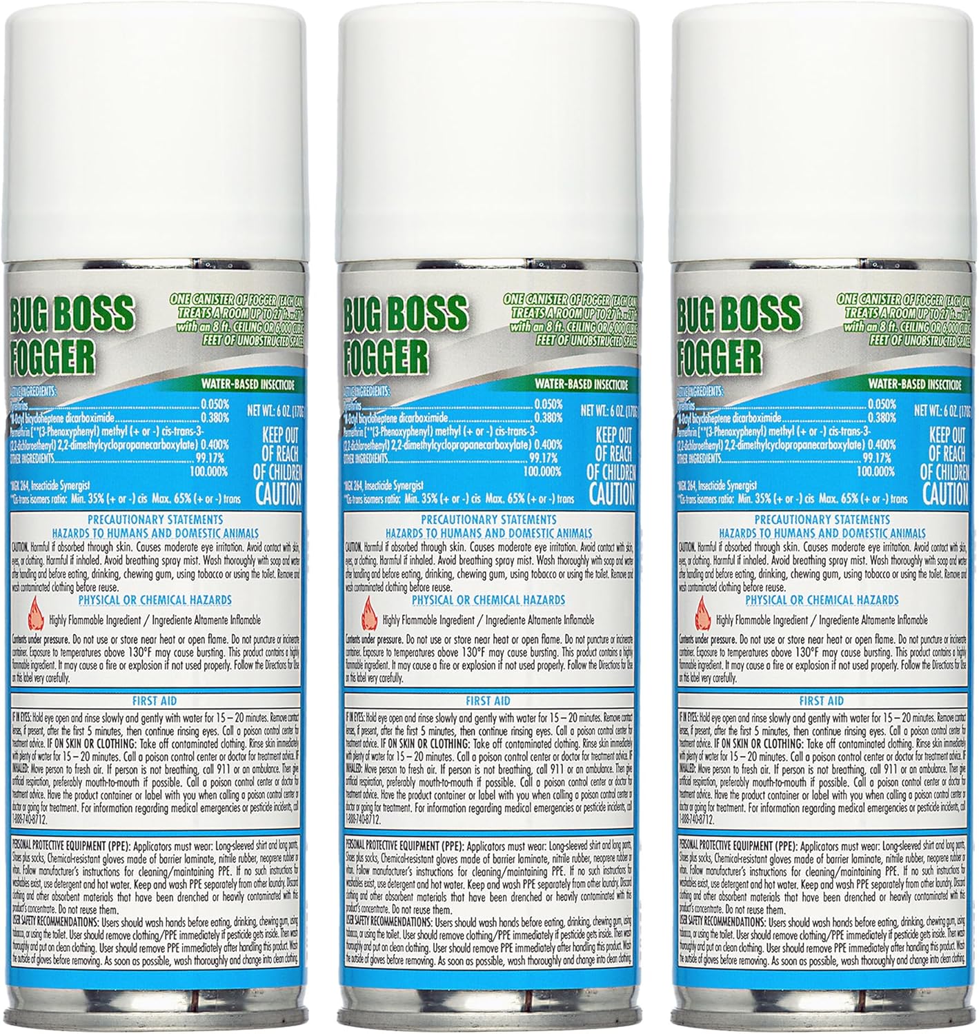 Kinzua Environmental Bug Foggers for Home Indoor & Outdoor Use, Insect Fogger, All Mosquito, Cockroach, Ant, Spider & More, Non-Staining, Water-Base Formula, 6 oz, Pack of 3