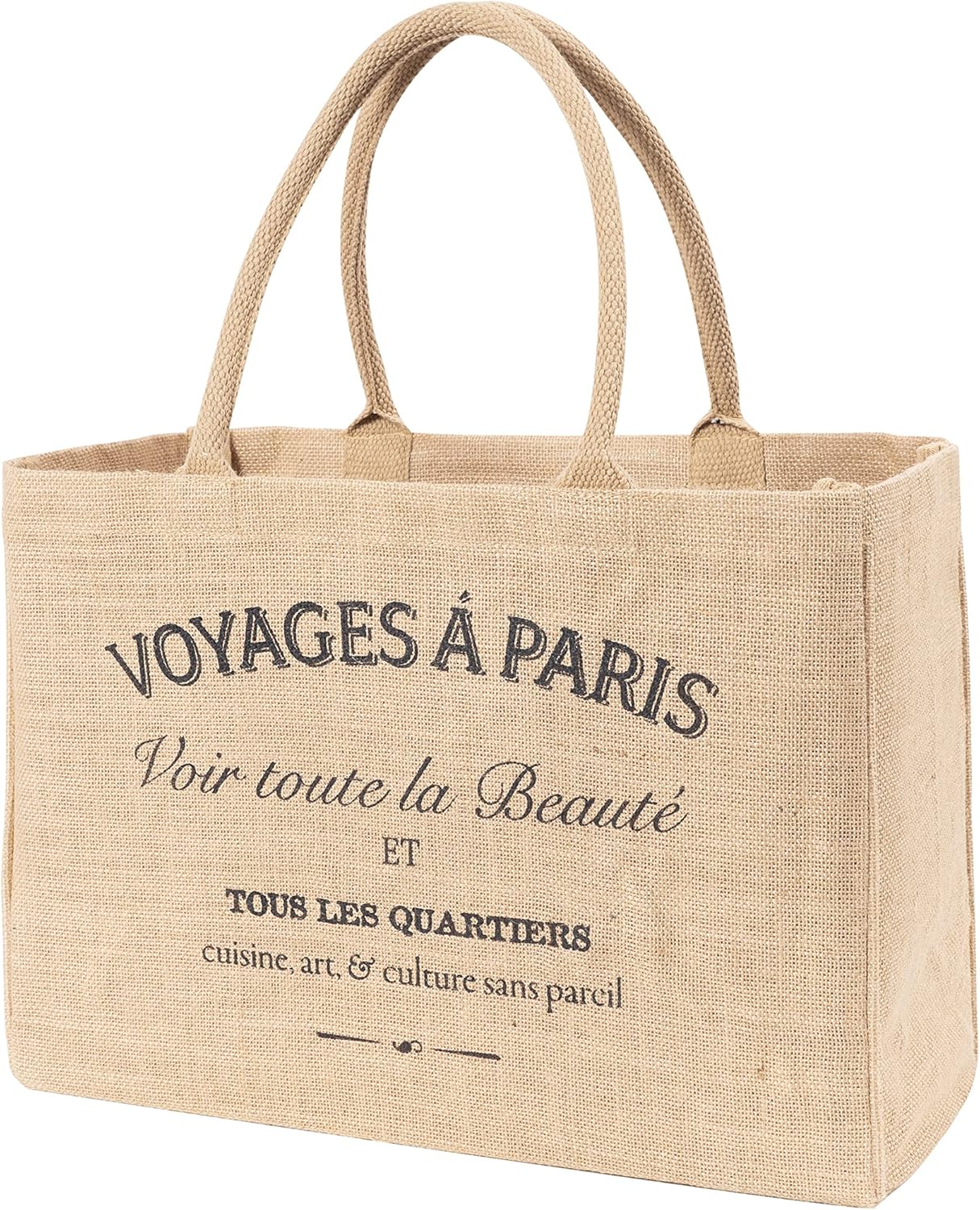 KAF Home Jute Market Tote Bag with Handles, Voyages