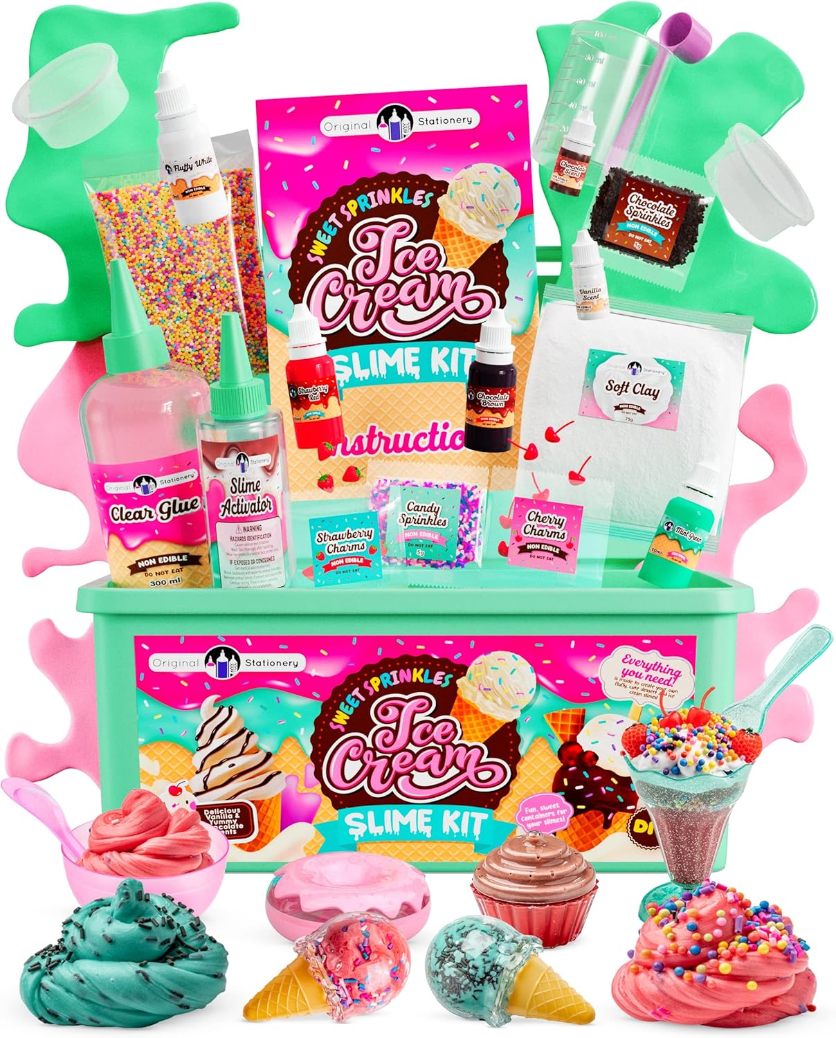 Original Stationery Sweet Sprinkles Ice Cream Slime Kit for Girls, Yummy Slime Making Kit to Create Sundae Slime for Girls & More, Fun Birthday Gift