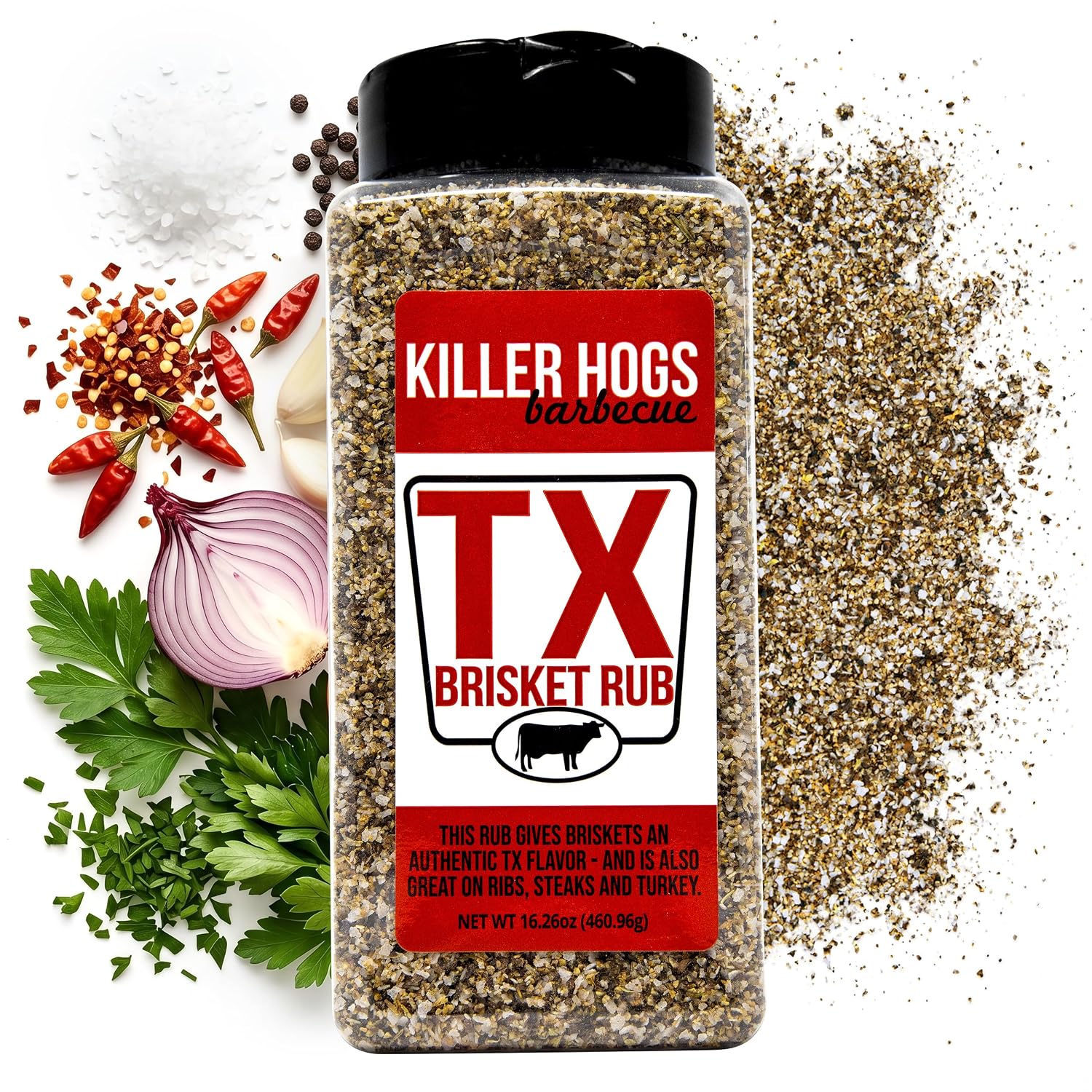 Killer Hogs TX Brisket Dry Rub, Texas BBQ Seasoning, 16.3 oz