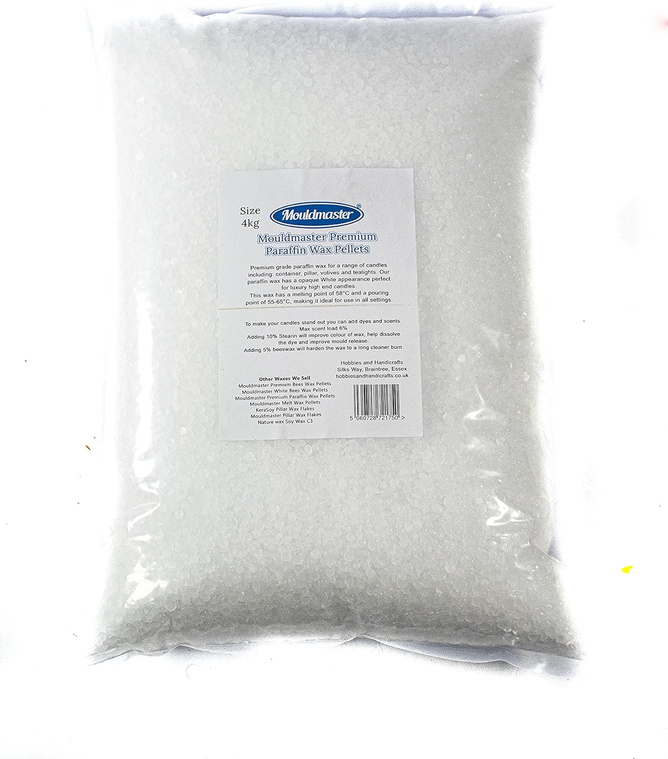 Mouldmaster Premium Paraffin Wax Pellets 4Kg, Translucent