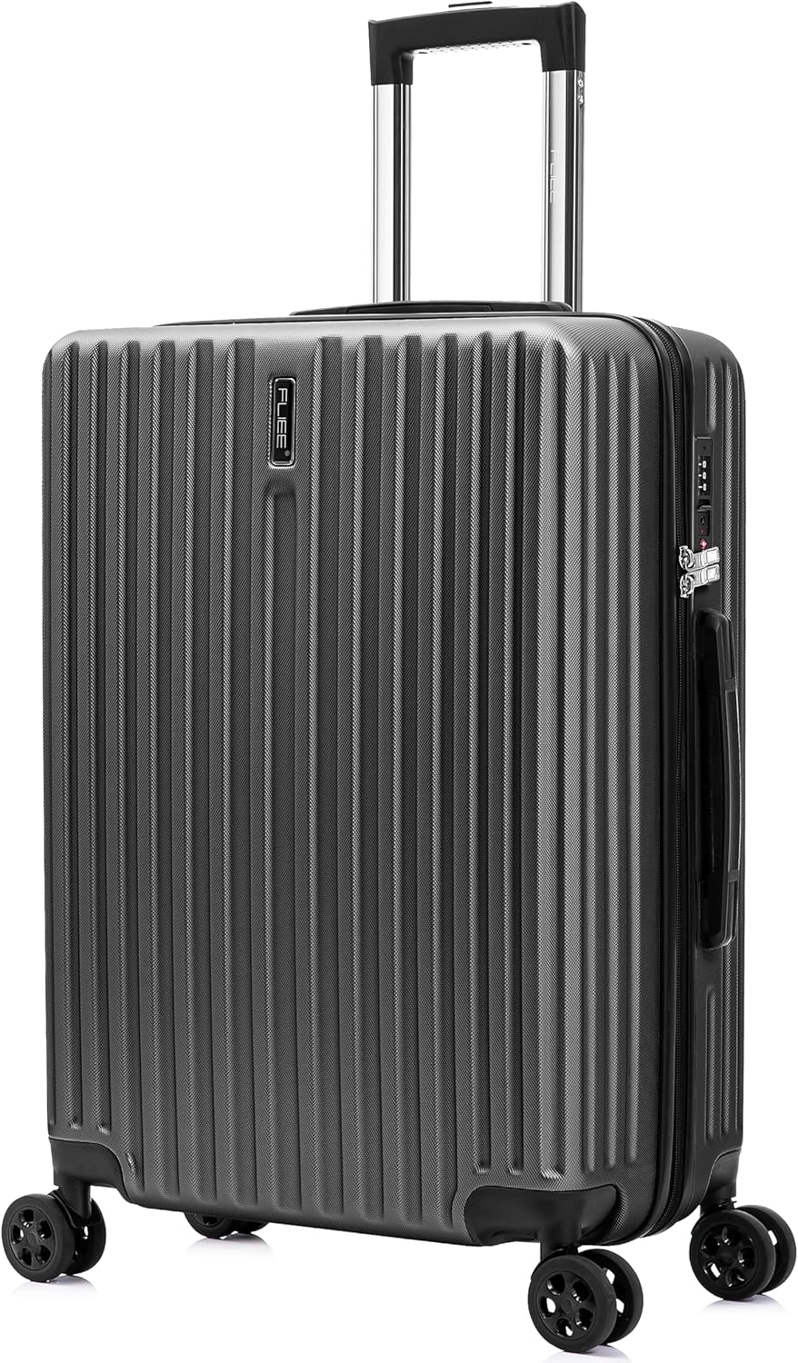 FLIEE Medium Suitcase 4 Wheels Hard Shell | Lightweight Suitcase Medium Size | Aluminum Telescopic Handle | TSA 3 Digit Combination Lock | 4 Dual Spinner Wheels | Hand Luggage (Grey, Medium 24'')