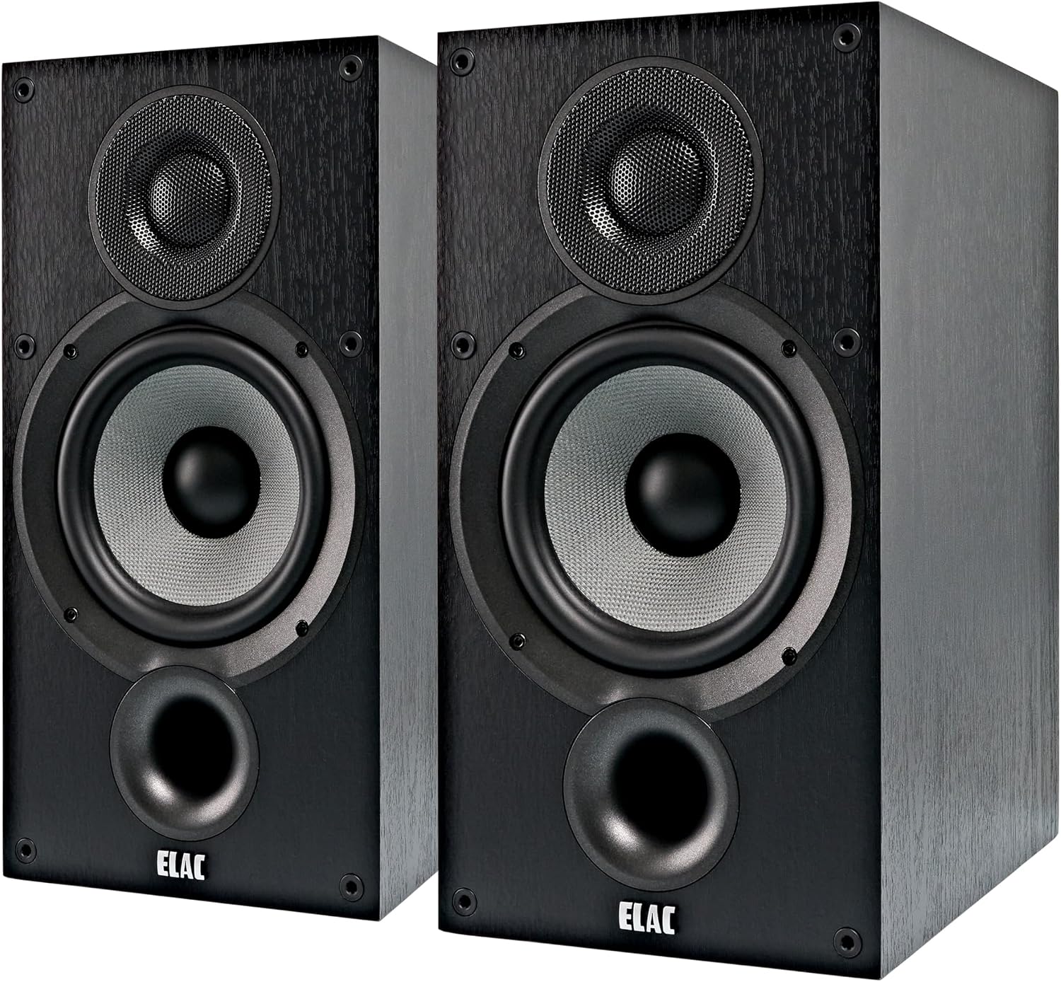 ELAC Debut 2.0 B6.2 Bookshelf Speakers, Black (Pair) - 1” Cloth Dome Tweeter & 6.5” Aramid Fiber Woofer - 2-Way Bass Reflex - Up to 35,000 Hz Response