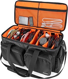Trunab DJ Cable File Bag with Detachable Padded Bottom and Dividers, Travel Gig Bag for Professional DJ Gear, Musical Instrument and Accessories