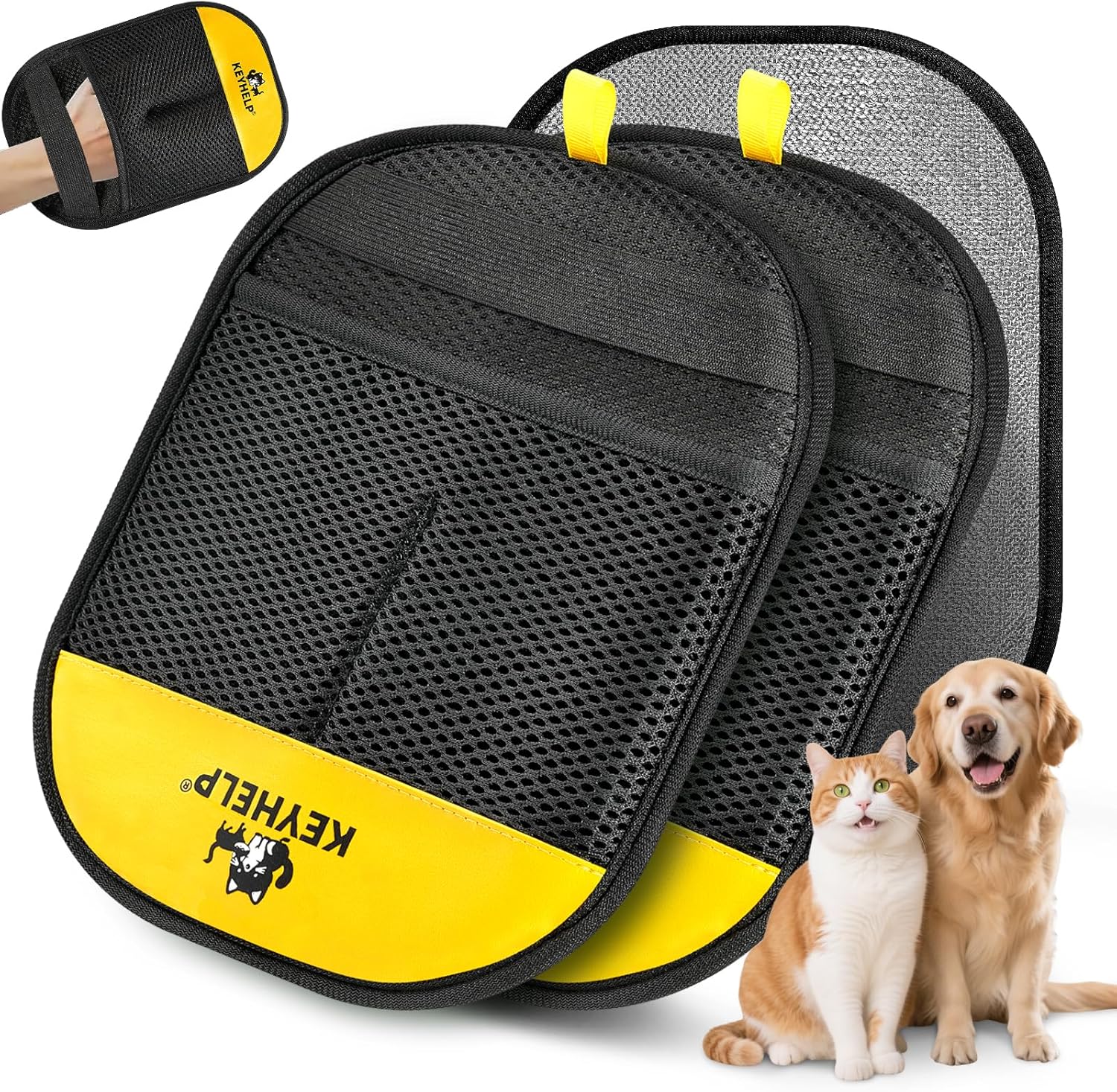 2PCS Pet Hair Removal Gloves for Dogs & Cats, Newly Upgraded Reusable Electrostatic Pet Hair Glove, Magic Brush Pet Hair Remover Tool for Clothing, Couch, Carpet, Car Seat