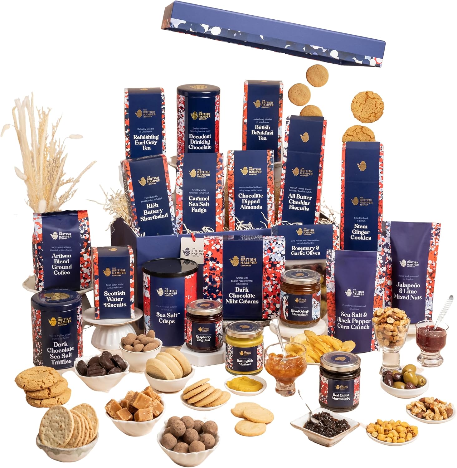 The British Hamper Company Large Indulgent Traditional Hamper – Luxury Alcohol-Free Food Gift, Hamper Basket for Families & Couples, Sweet & Savoury Treats, British Gourmet Selection