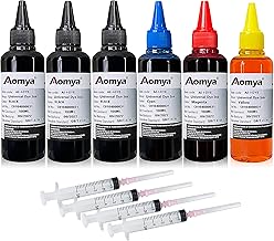 Aomya Universal Dye Ink Refill Kit for HP Canon EPN Brother Lexmark Refill kit Compatible Cartridges Refillable Cartridge CISS CIS System 4 Color Set (3BK, C, M, Y)