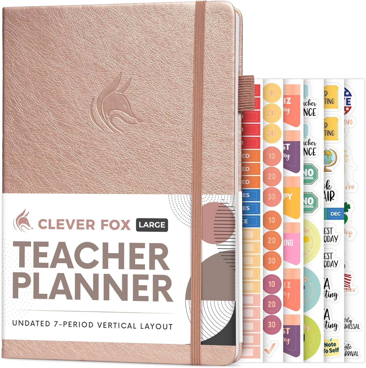 Clever Fox Teacher Planner – School Year Planner with Calendars & Lesson Plans – Teacher Plan Book for Classroom & Homeschool Organization - Undated, 18x25cm, Hardcover (Rose Gold)