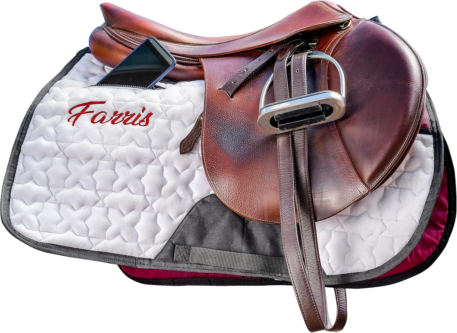 FARRIS Horse Saddle Pad, Horse Blanket, with Safe Storage Pocket, Anti Slip Top, and a Girth Protector