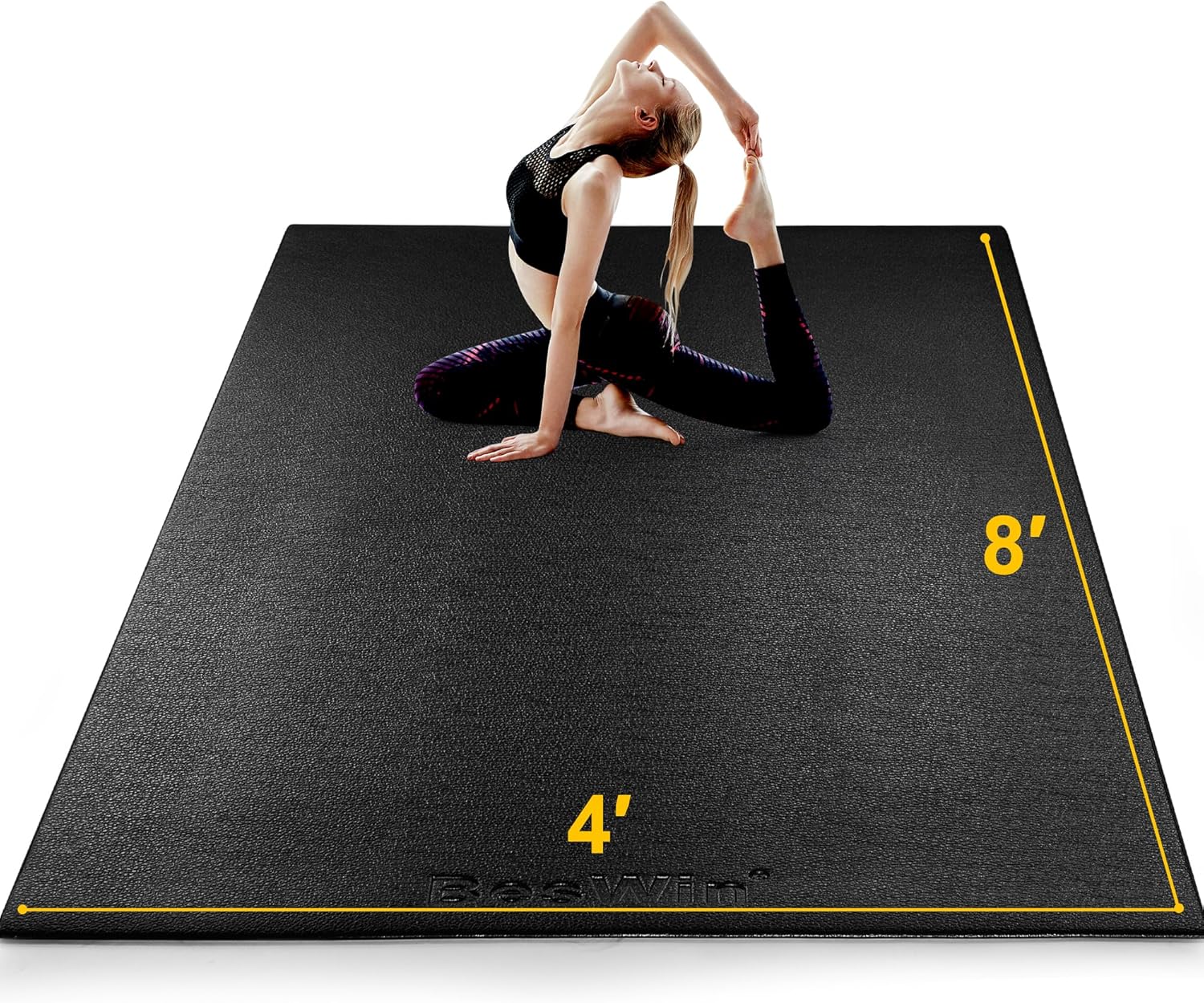 BesWin Large Exercise Mat, 244cm x 122cm Gym Mats, High Density Non-Slip Fitness Mats for Home Gym, Yoga, Pilates, Cardio, Fitness, Gymnastics
