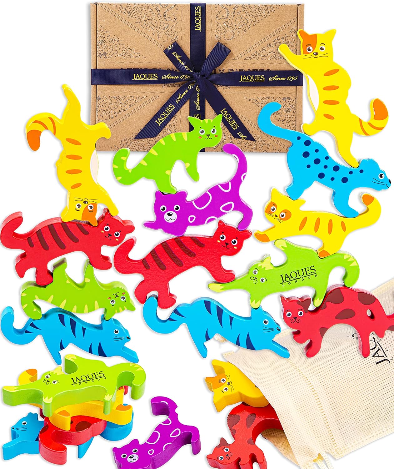 Jaques of London Stackable Crazy Cats | Wooden Toys | Montessori Toys | Stacking Toys | Fine Motor Skills Toys | Learning Toys For 3 4 5 6 Year Olds | Since 1795…