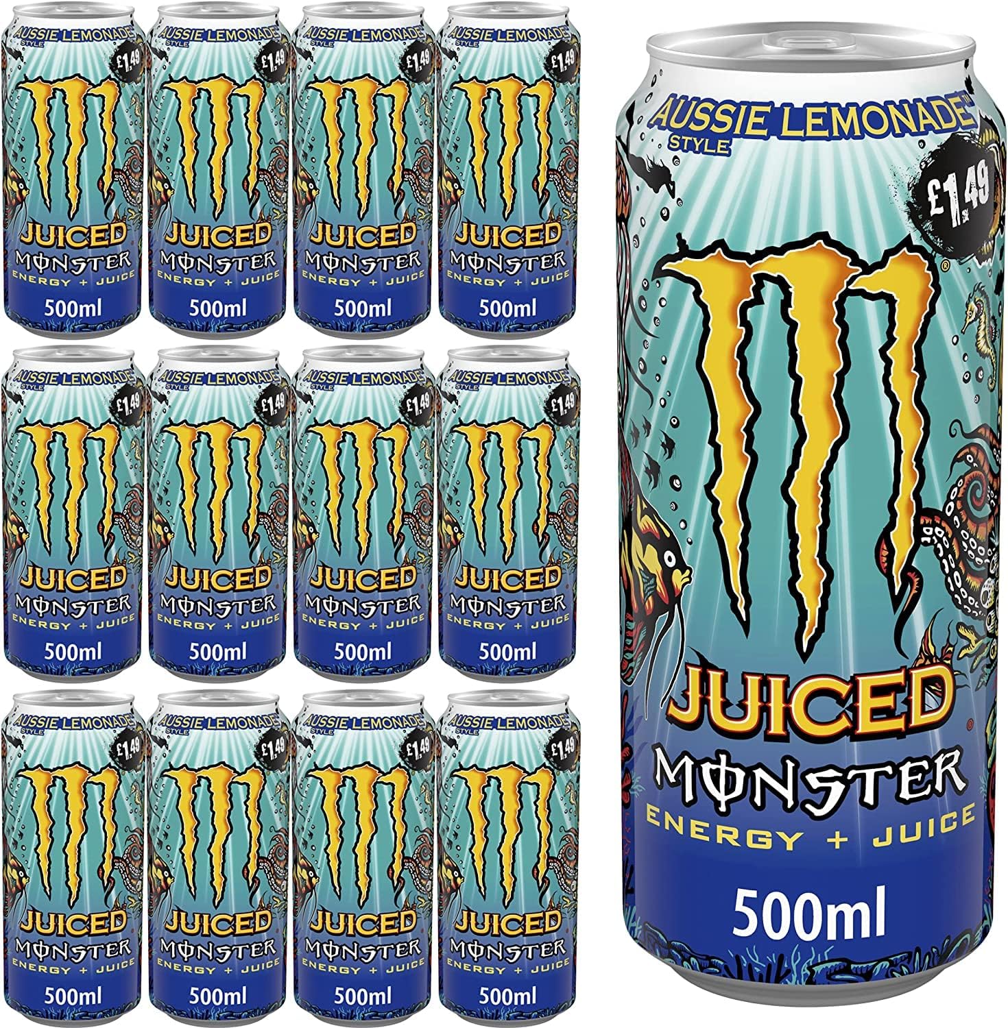 Monster Energy Aussie Style Lemonade 500ml PM (Pack of 12), 500 ml