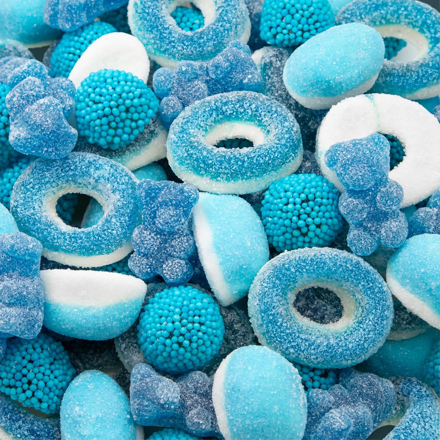 Blue Candy Mix, Blue Raspberry Candy, Sweet & Sour Gummies, 1 Lb Bag