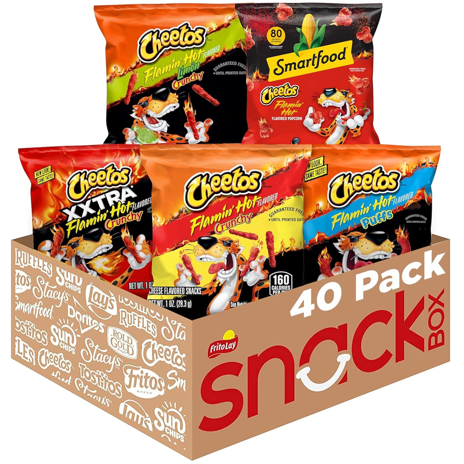 Cheetos Cheese Flavored Snacks, Flamin' Hot Mix Variety Pack, (Pack of 40)