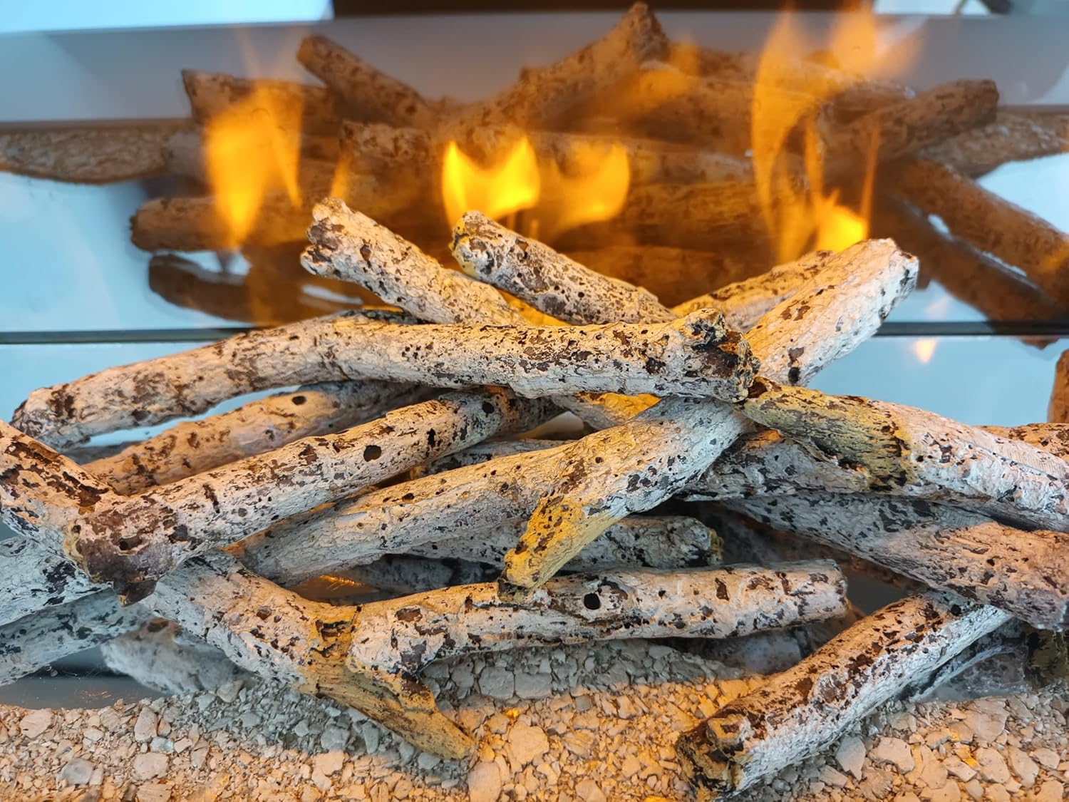 Chemin'Arte Decorative Birch Fireplace Logs for Electric Fireplace White Birch 12cm