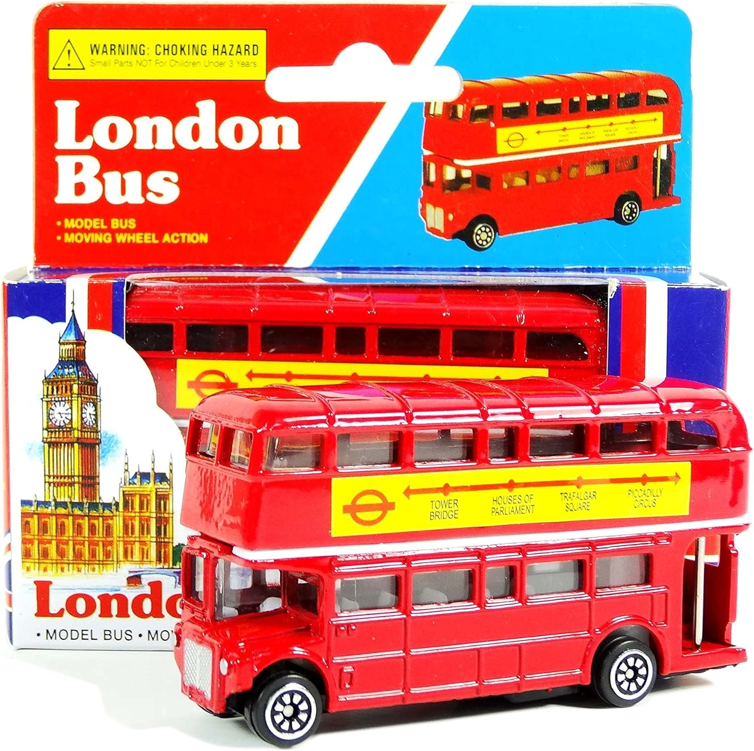 London Red Bus (Small) - Double Decker Red Bus Model Made of Die Cast Metal and Plastic Parts