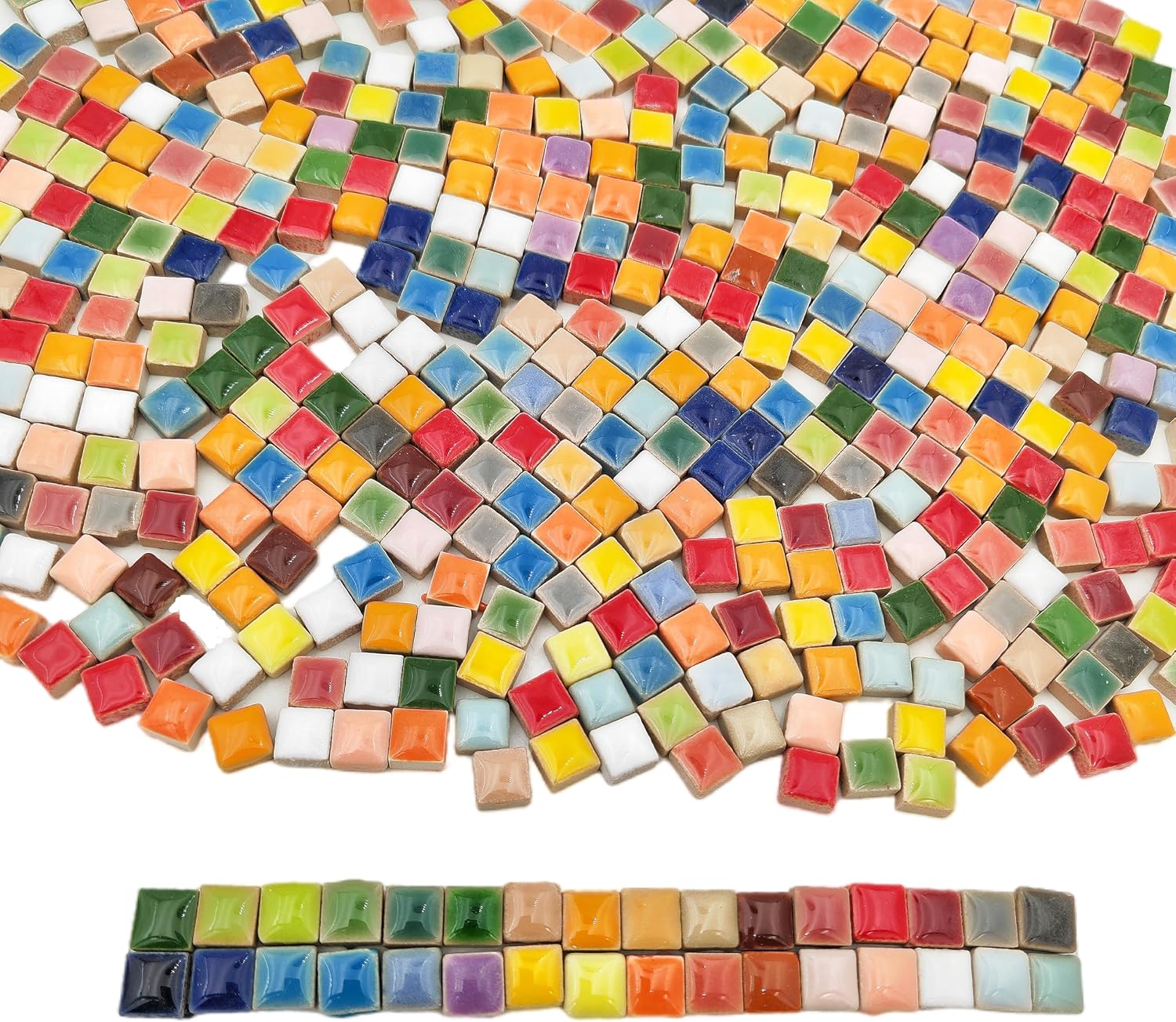 1.1lb Ceramic Mosaic Tiles,Mixed Colour Ceramic Mosaic Pieces for Crafts,Mosaic Tiles for Home Decoration or DIY Crafts,Mosaic Making Supplies (Small Square)