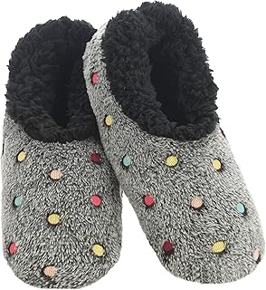 Snoozies Slippers for Women | Lotsa Dots Colorful Cozy Sherpa Slipper Socks | Womens House Slippers | Cozy Slippers for Women | Colorful Womens Fuzzy Slippers