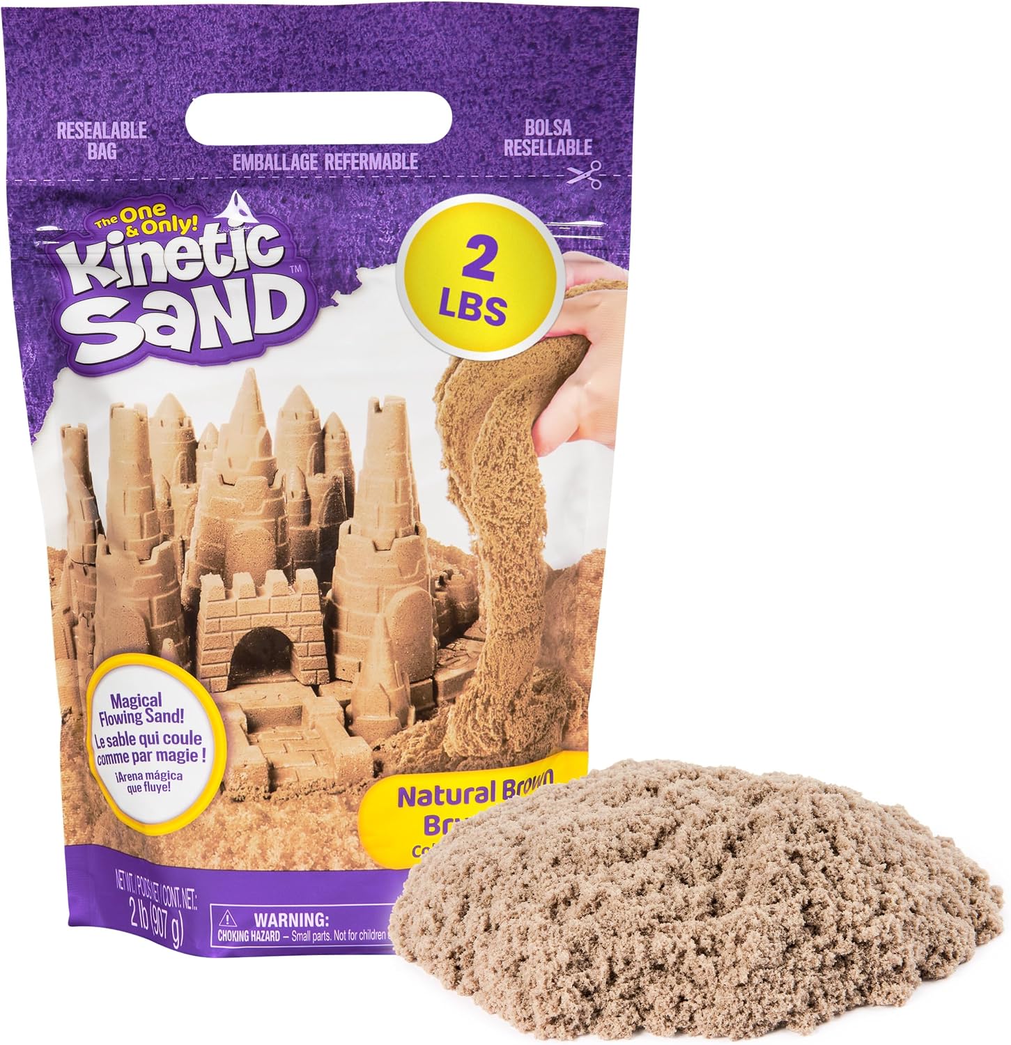 Kinetic Sand 2lb Brown, Moldable Play Sand Sensory Toys, Ages 3+