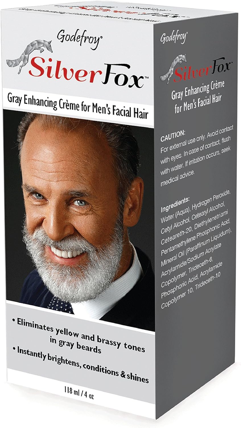Godefroy Silver Fox Men's Silver And Gray Beard Brightener For Caucasian Hair Types, 3 Fluid Ounce