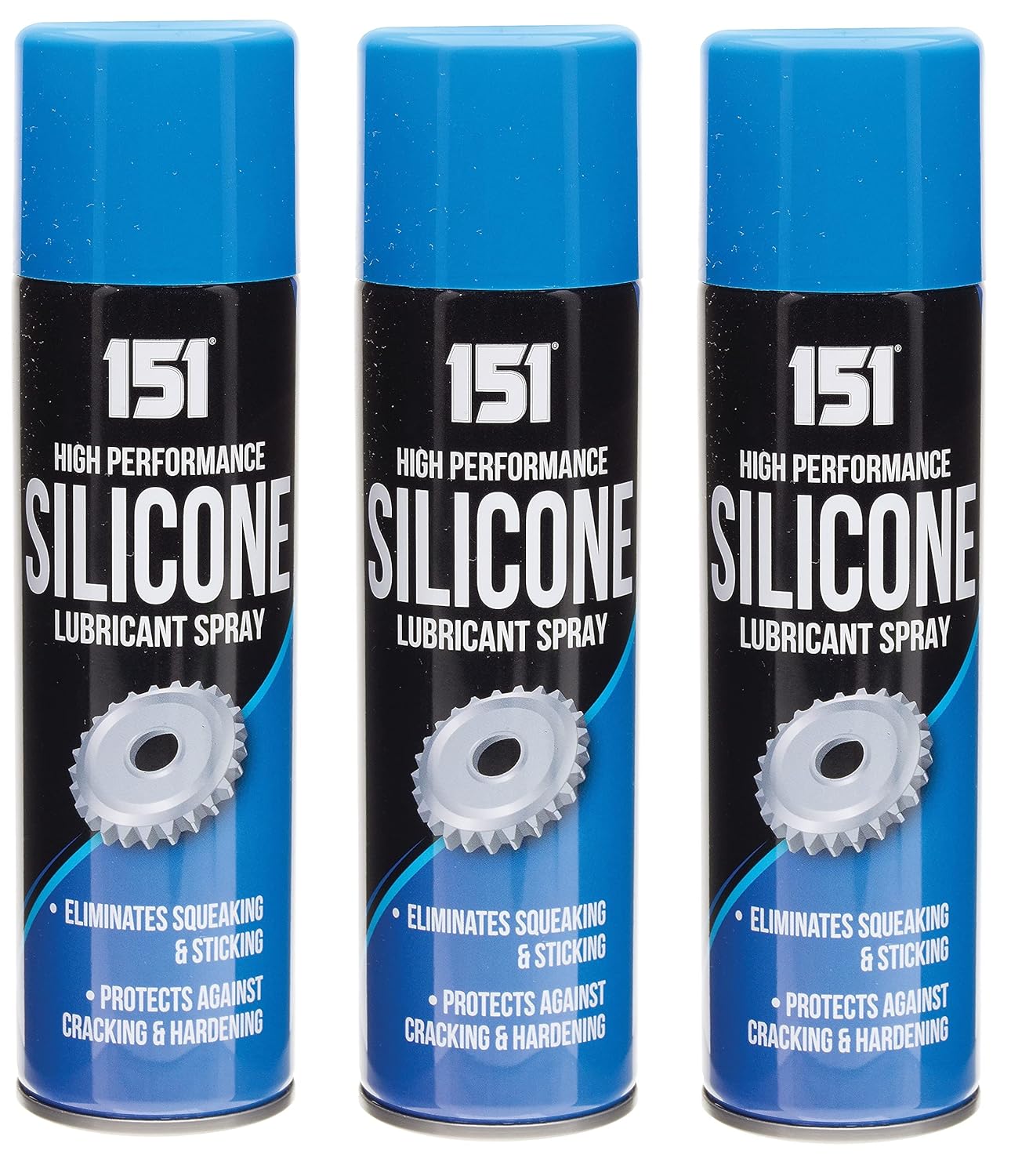 151 Products Silicone Lubricant Spray - 3 Pack, 200ml Each, Eliminates Squeaking & Sticking, Protects Against Cracking & Hardening