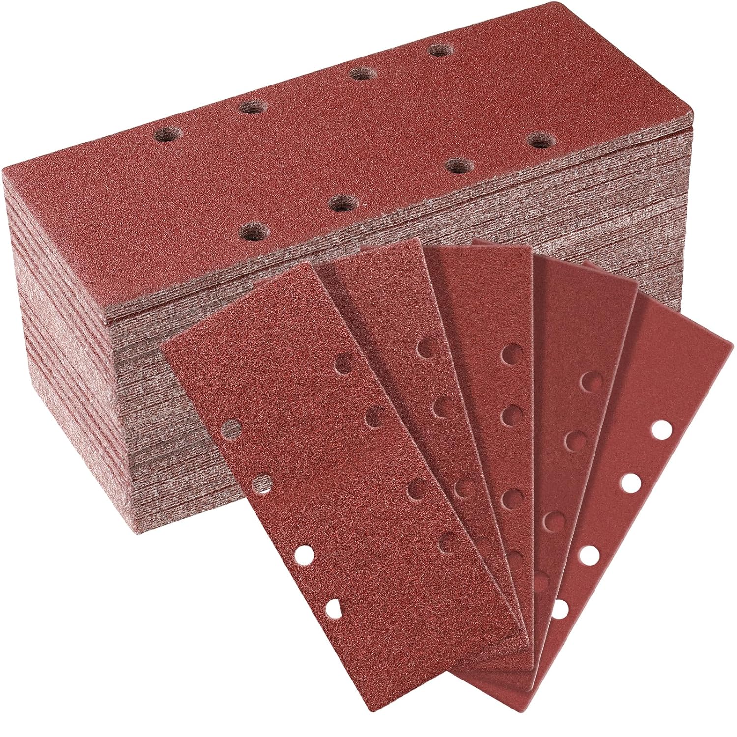 Sruhrak 93x230mm Sandpaper Set, 50 Pieces Sanding Sheets Stick and Peel Sanding Pads 40/60/80/120/240 Grits Sander Paper for Bosch Electric Sander Polishing, Rust Removal