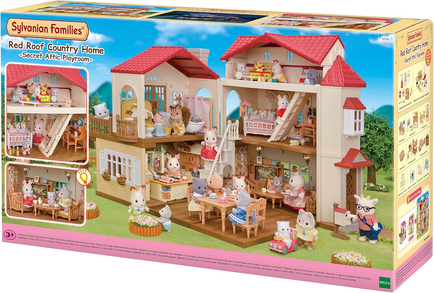 Sylvanian Families 5716 Red Roof Country Home -Secret Attic Playroom- Dollhouse Playsets