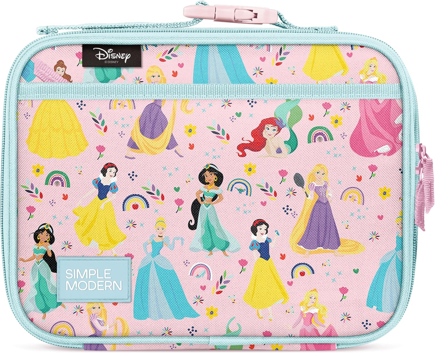 Simple Modern Disney Kids Lunch Box for School | Reusable Insulated Lunch Bag for Toddler, Girl, and Boy | Meal Containers with Exterior & Interior Pockets | Hadley Collection | Princess Rainbows