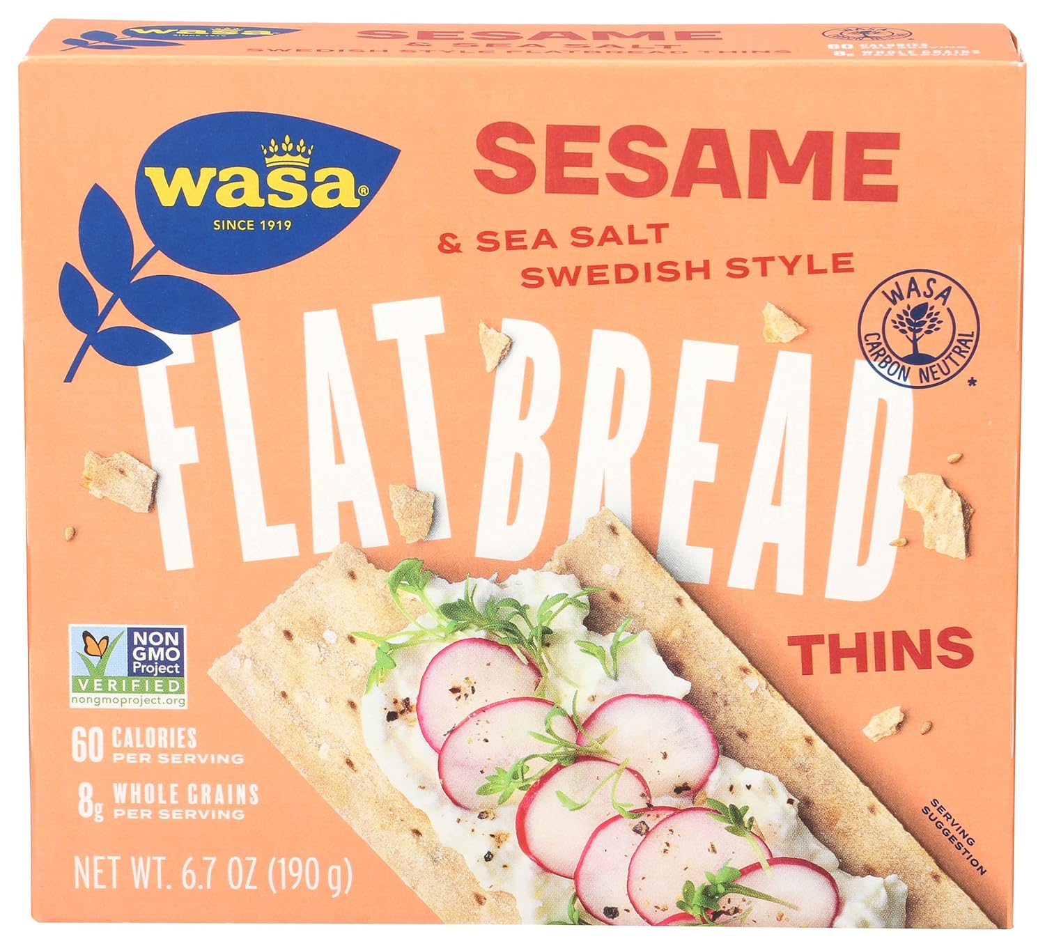 Wasa Flatbread Thins Crackers, Sesame and Sea Salt, 6.7 Ounce (Pack of 1)