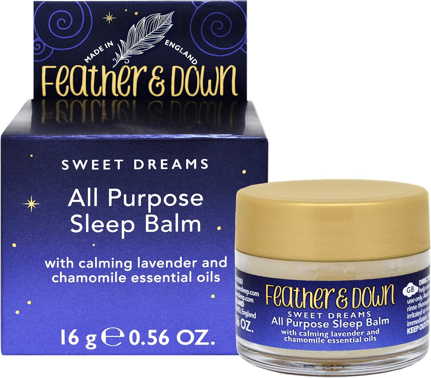 Feather & Down Sweet Dream All-Purpose Sleep Balm (16g) - With Calming Lavender And Chamomile Essential Oils To Encourage A Restful Night's Sleep. Vegan Friendly & Cruelty Free.