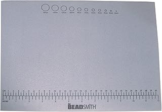 The Beadsmith Non-Slip Treasure Mat, 12.5 x 9.25 inches, Non-Slip Rubber Base with Soft Padded Surface, Laser Printed Measurements in Both inches and centimetres, Boxed, Hangable Retail Put Up